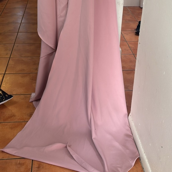 Mauve One-Shoulder Embroidered Evening Dress - Picture 8 of 12